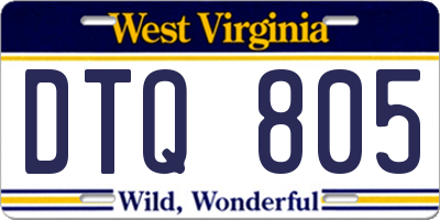 WV license plate DTQ805