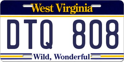 WV license plate DTQ808