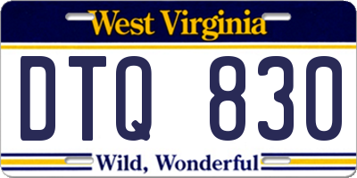 WV license plate DTQ830