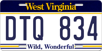 WV license plate DTQ834