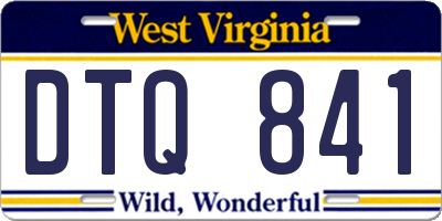 WV license plate DTQ841