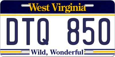 WV license plate DTQ850