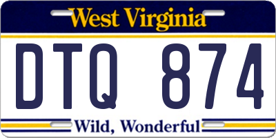 WV license plate DTQ874