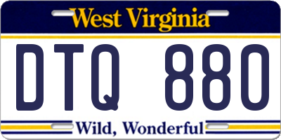 WV license plate DTQ880