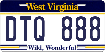 WV license plate DTQ888