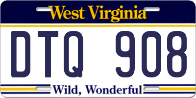 WV license plate DTQ908