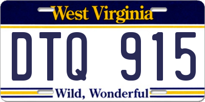 WV license plate DTQ915