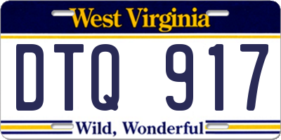 WV license plate DTQ917
