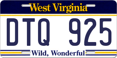 WV license plate DTQ925