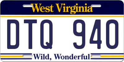 WV license plate DTQ940