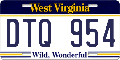 WV license plate DTQ954