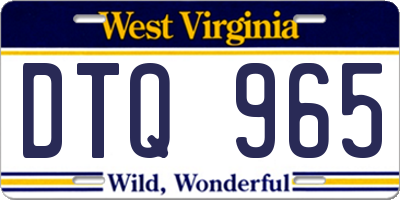 WV license plate DTQ965
