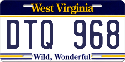 WV license plate DTQ968