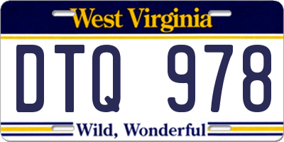 WV license plate DTQ978