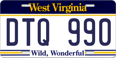 WV license plate DTQ990