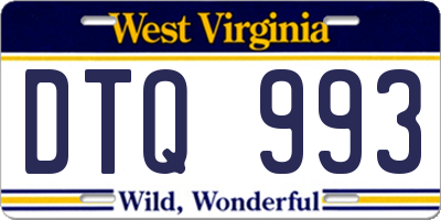 WV license plate DTQ993
