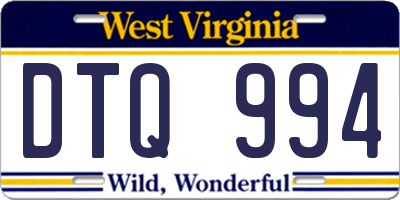 WV license plate DTQ994