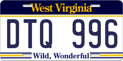 WV license plate DTQ996