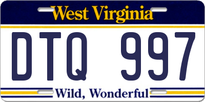 WV license plate DTQ997