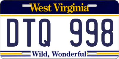 WV license plate DTQ998