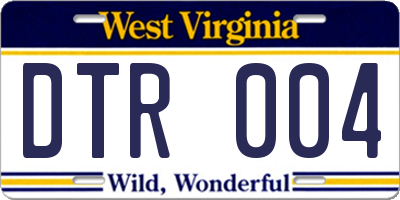 WV license plate DTR004