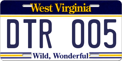 WV license plate DTR005
