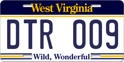 WV license plate DTR009
