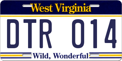 WV license plate DTR014