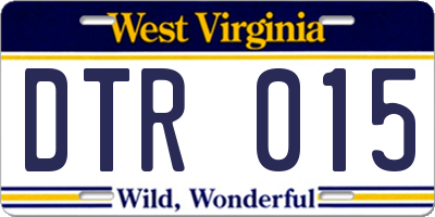 WV license plate DTR015