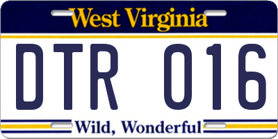 WV license plate DTR016