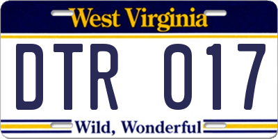 WV license plate DTR017