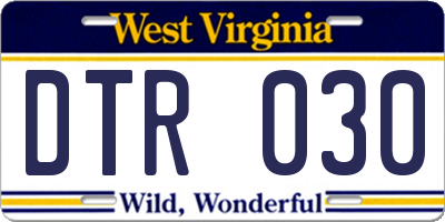 WV license plate DTR030