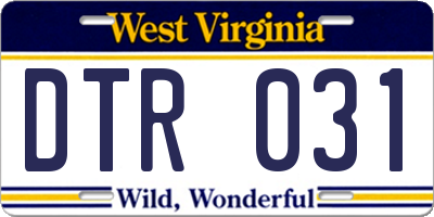 WV license plate DTR031
