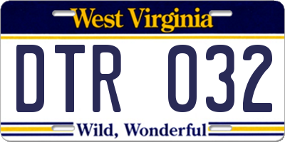 WV license plate DTR032