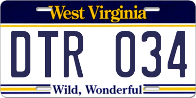WV license plate DTR034