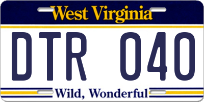 WV license plate DTR040