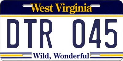 WV license plate DTR045