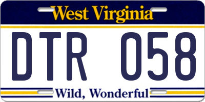 WV license plate DTR058