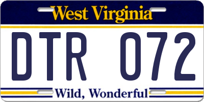WV license plate DTR072