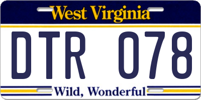 WV license plate DTR078