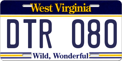 WV license plate DTR080