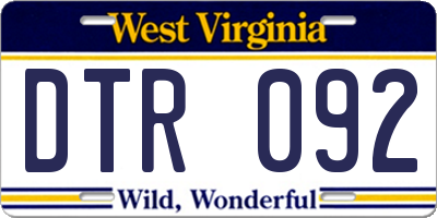 WV license plate DTR092