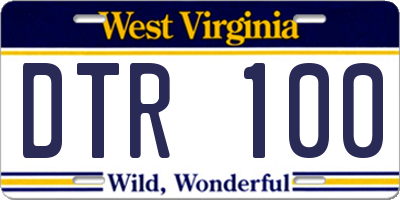WV license plate DTR100