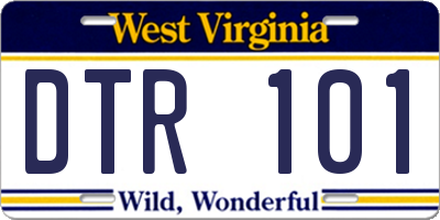 WV license plate DTR101