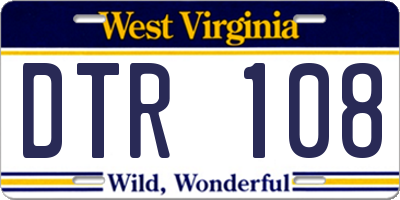 WV license plate DTR108