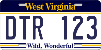 WV license plate DTR123