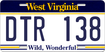 WV license plate DTR138