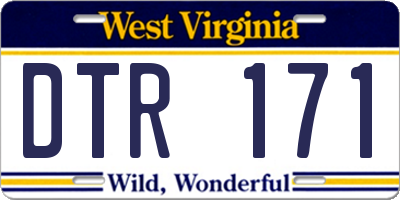 WV license plate DTR171