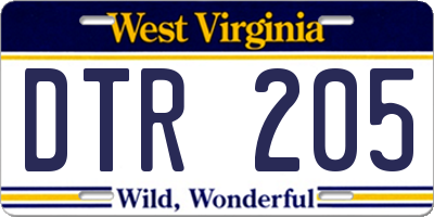 WV license plate DTR205