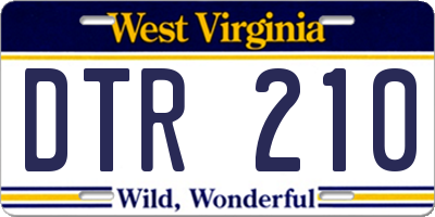 WV license plate DTR210